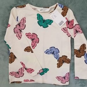 H&M long sleeve butterfly tee shirt 4-6y
